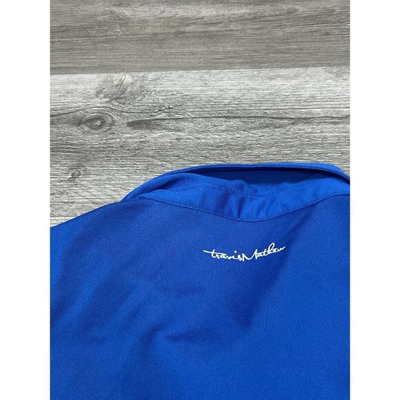 Travis Mathew Shirt Mens Size Medium Blue Striped Polo Performance Golf Casual - Picture 3 of 4